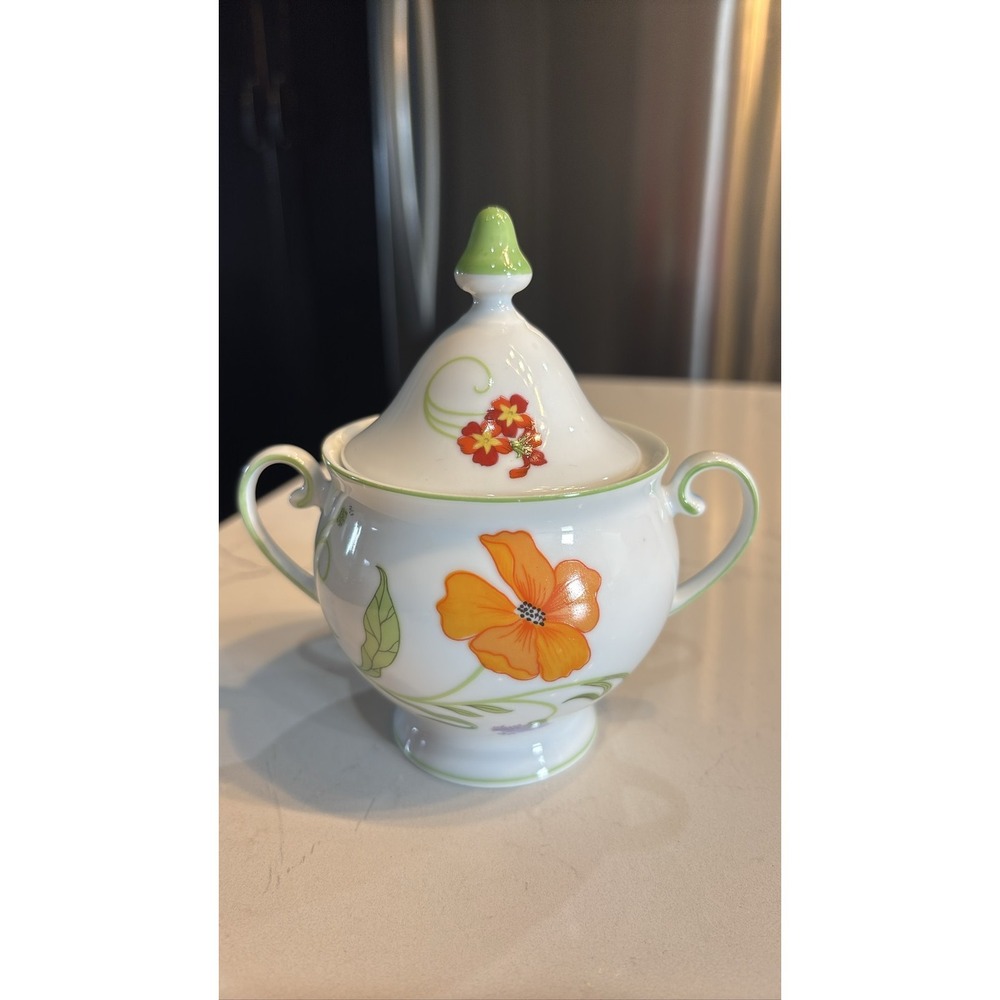 Denby Poppy Sugar Bowl Green Handles England